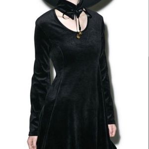 KILLSTAR black velvet pussycat skater dress black xxl with real ringing bells